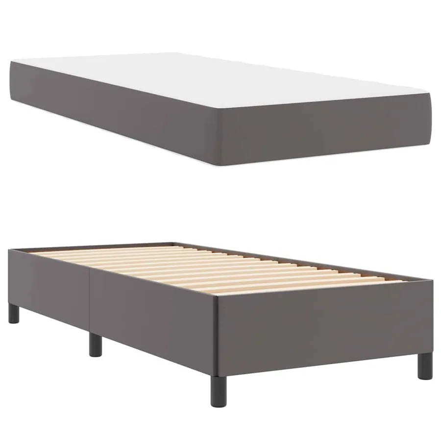 Cadre de lit avec matelas Gris 90 x 200 cm tissu - 6