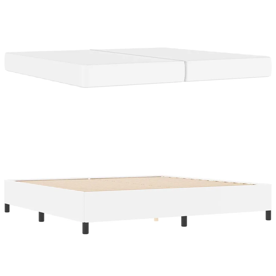 Cadre de lit avec matelas Blanc 200 x 200 cm tissu - 4