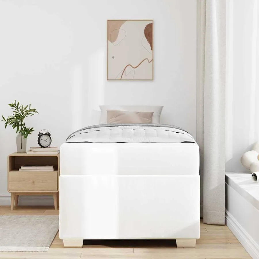 Cadre de lit avec matelas Blanc 90 x 200 cm tissu - 3