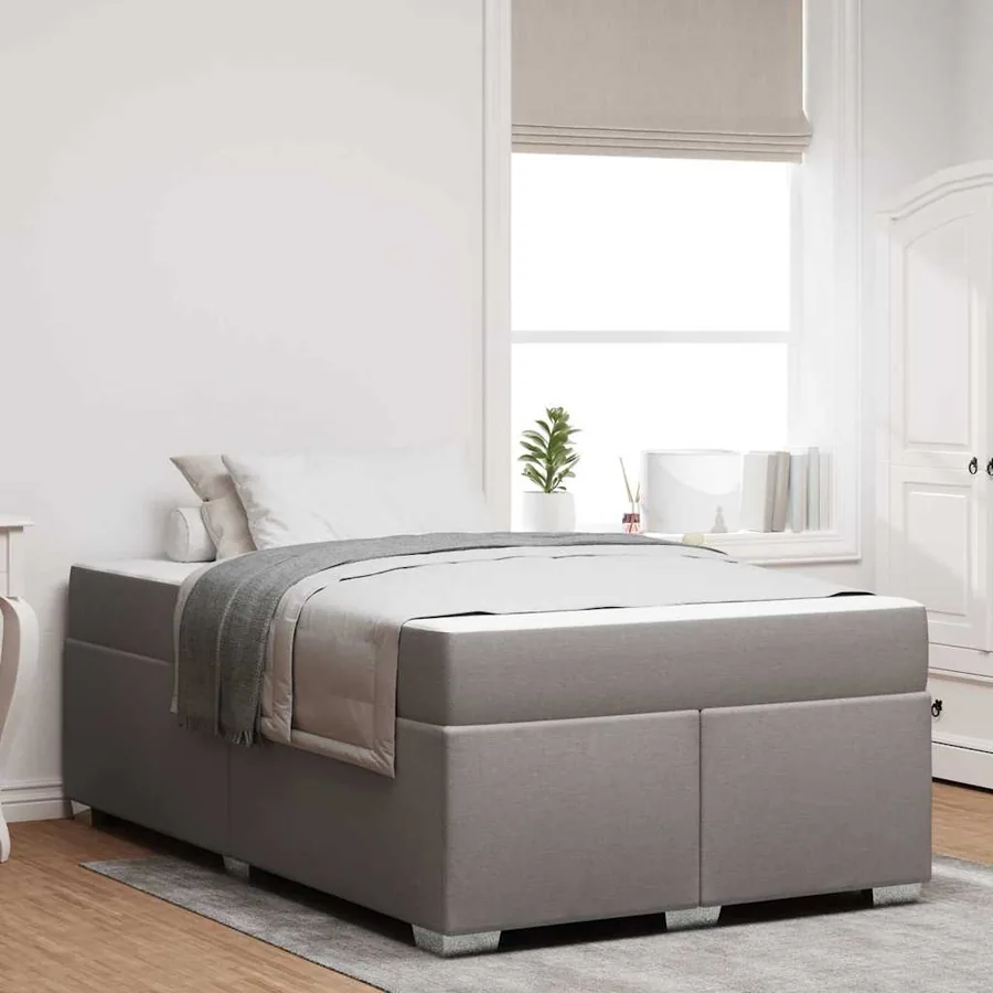Cadre de lit avec matelas Taupe 120 x 200 cm tissu