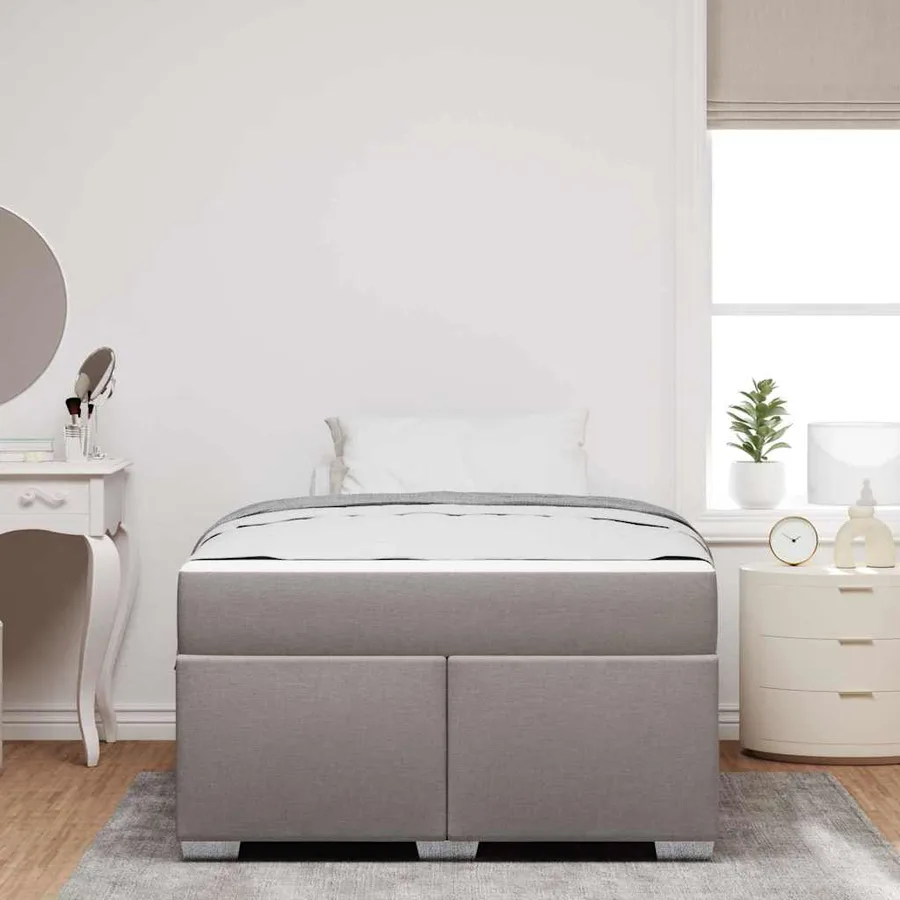 Cadre de lit avec matelas Taupe 120 x 200 cm tissu - 3