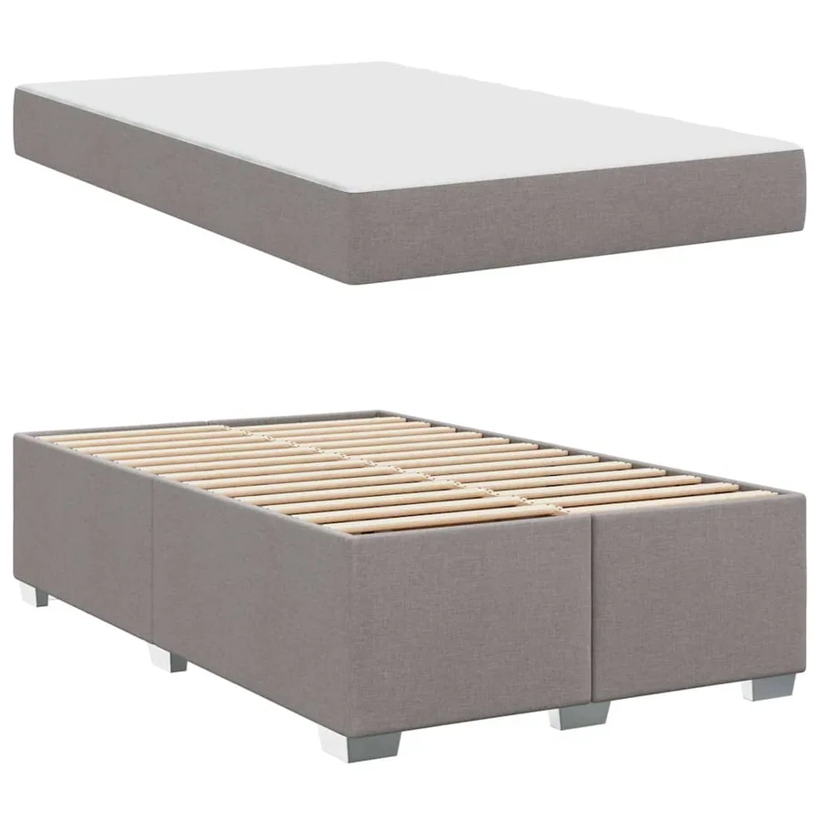 Cadre de lit avec matelas Taupe 120 x 200 cm tissu - 4