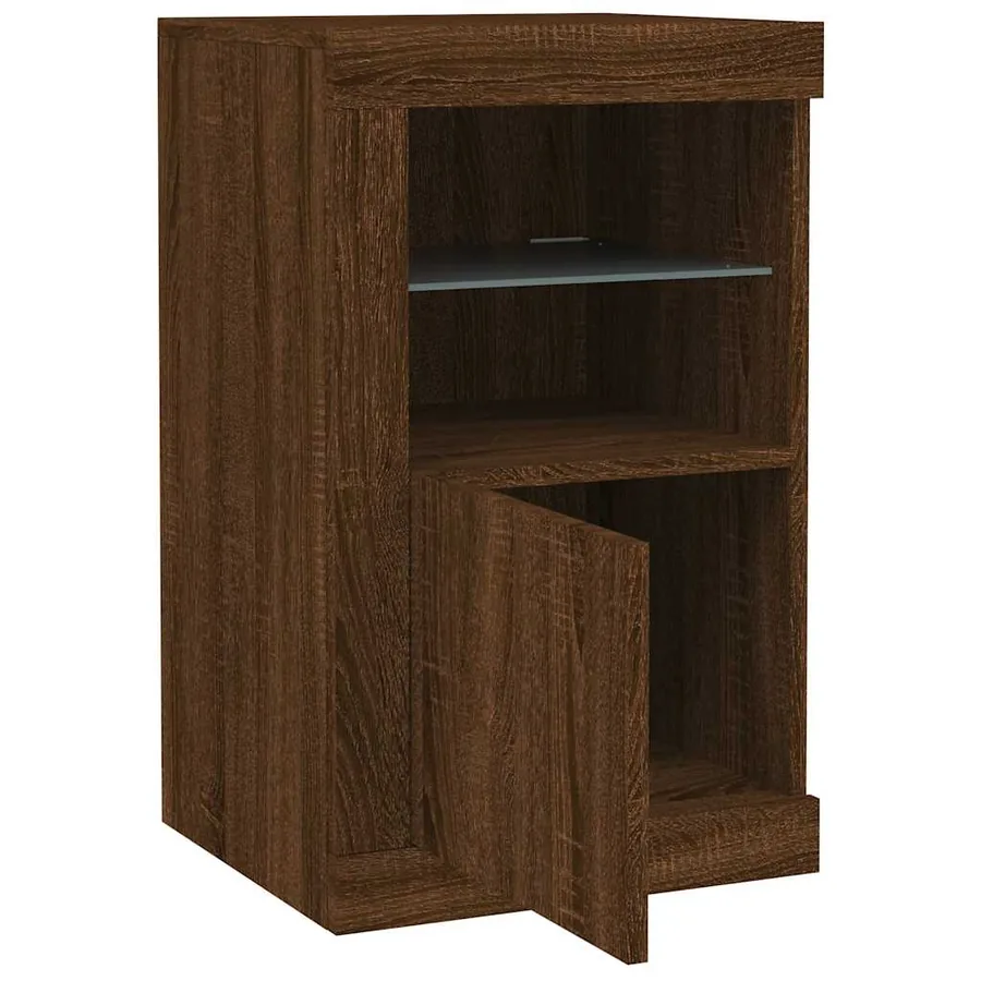 Armoire latérale avec lumières LED chêne marron bois ingénierie - 6