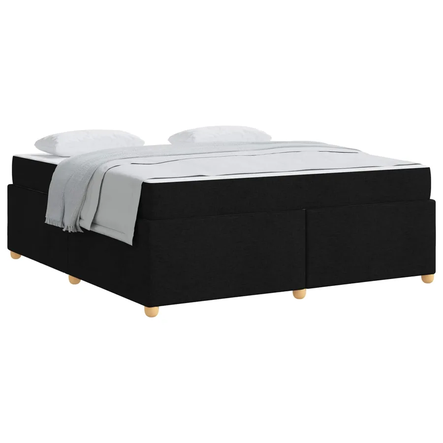 Cadre de lit avec matelas Noir 180 x 200 cm tissu - 2