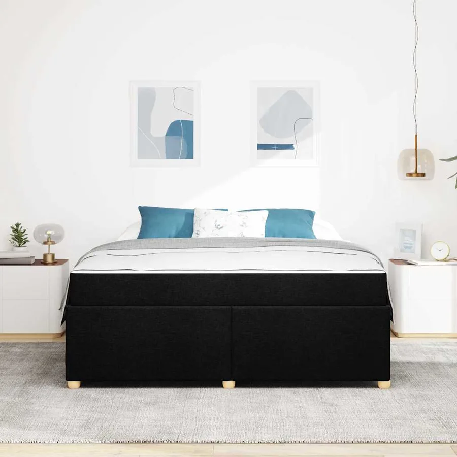 Cadre de lit avec matelas Noir 180 x 200 cm tissu - 3