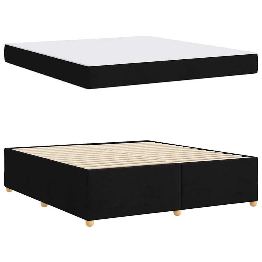 Cadre de lit avec matelas Noir 180 x 200 cm tissu - 4