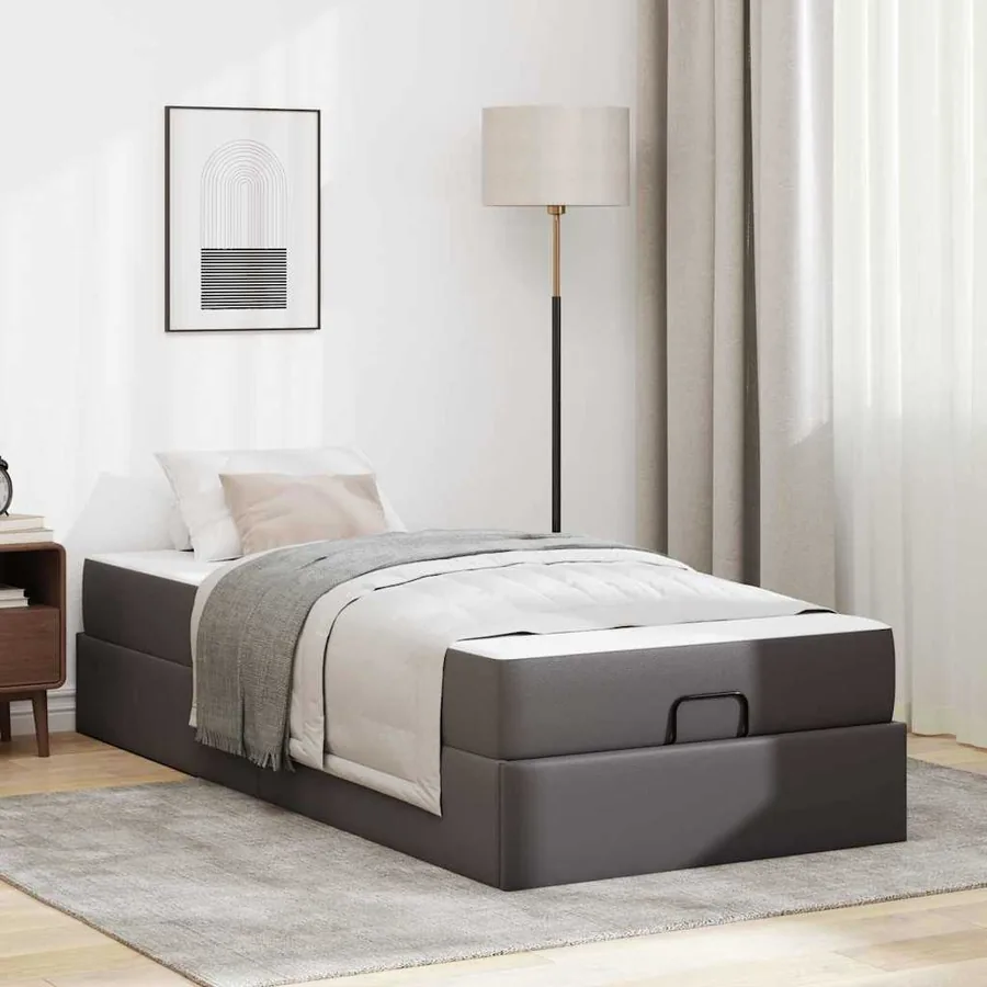 Cadre de lit avec matelas Autre 2 pcs Gris PVC