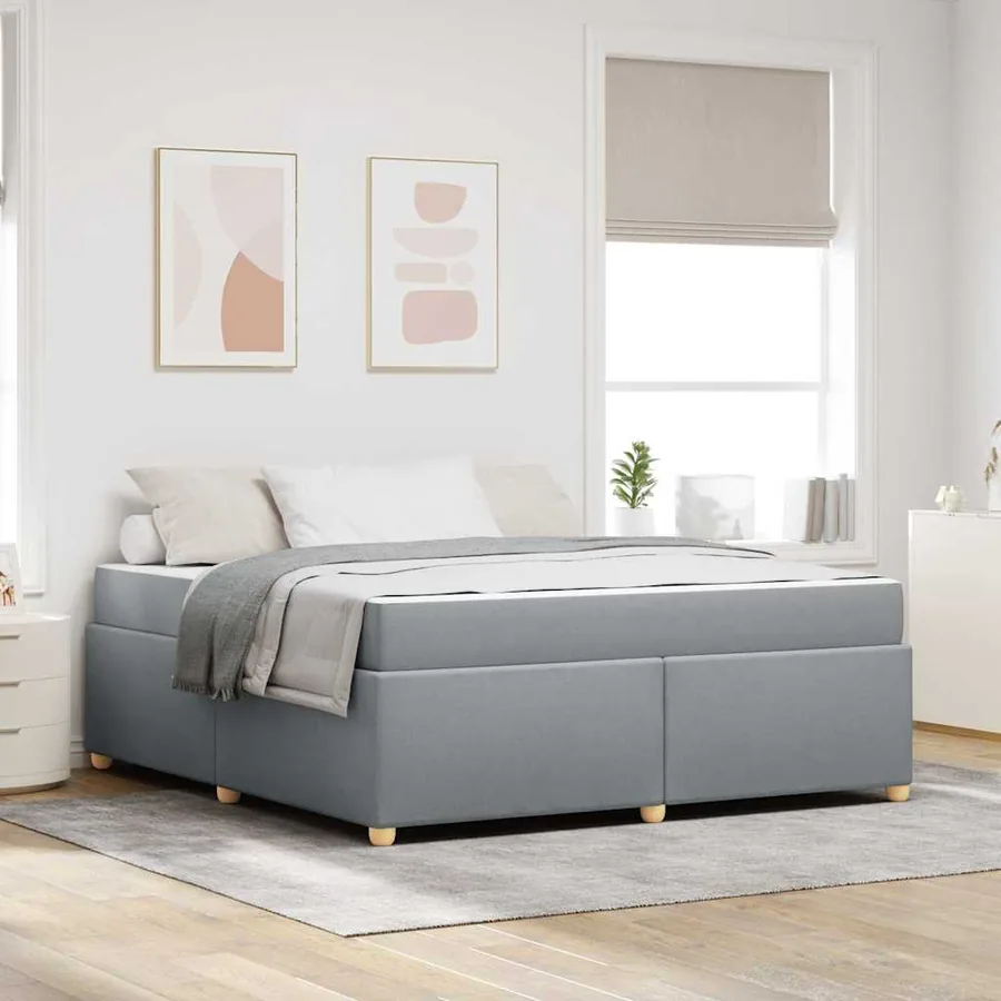 Cadre de lit avec matelas Gris clair 180 x 200 cm tissu