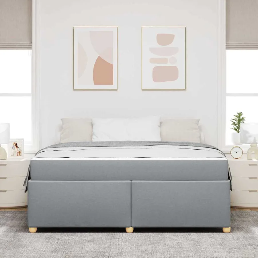 Cadre de lit avec matelas Gris clair 180 x 200 cm tissu - 3