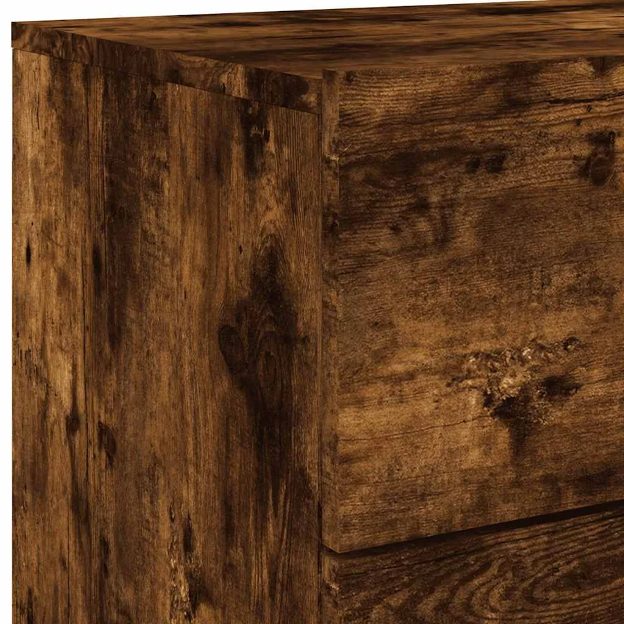 Table de chevet murale avec lumières LED chêne fumé - 10