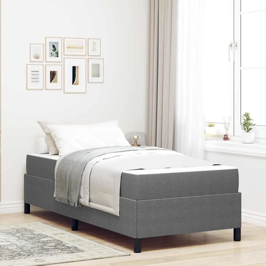 Cadre de lit avec matelas Gris clair 90 x 190 cm tissu