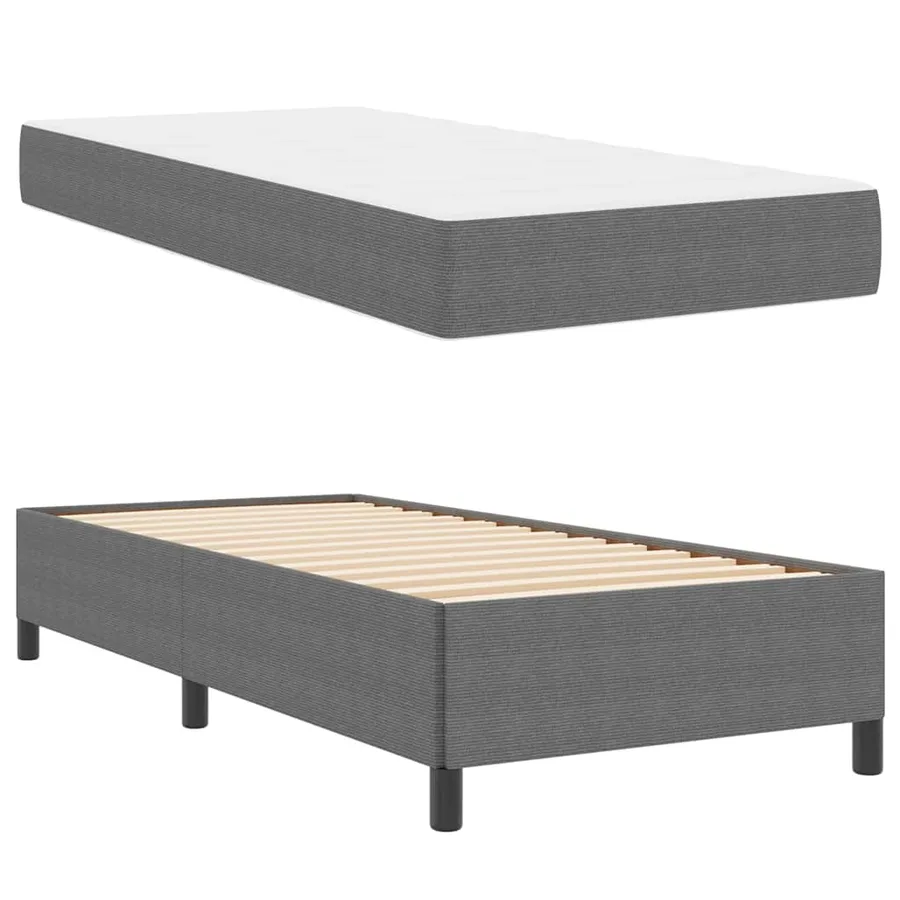 Cadre de lit avec matelas Gris clair 90 x 190 cm tissu - 4