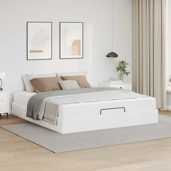 Cadre de lit avec matelas Autre 2 pcs Blanc PVC