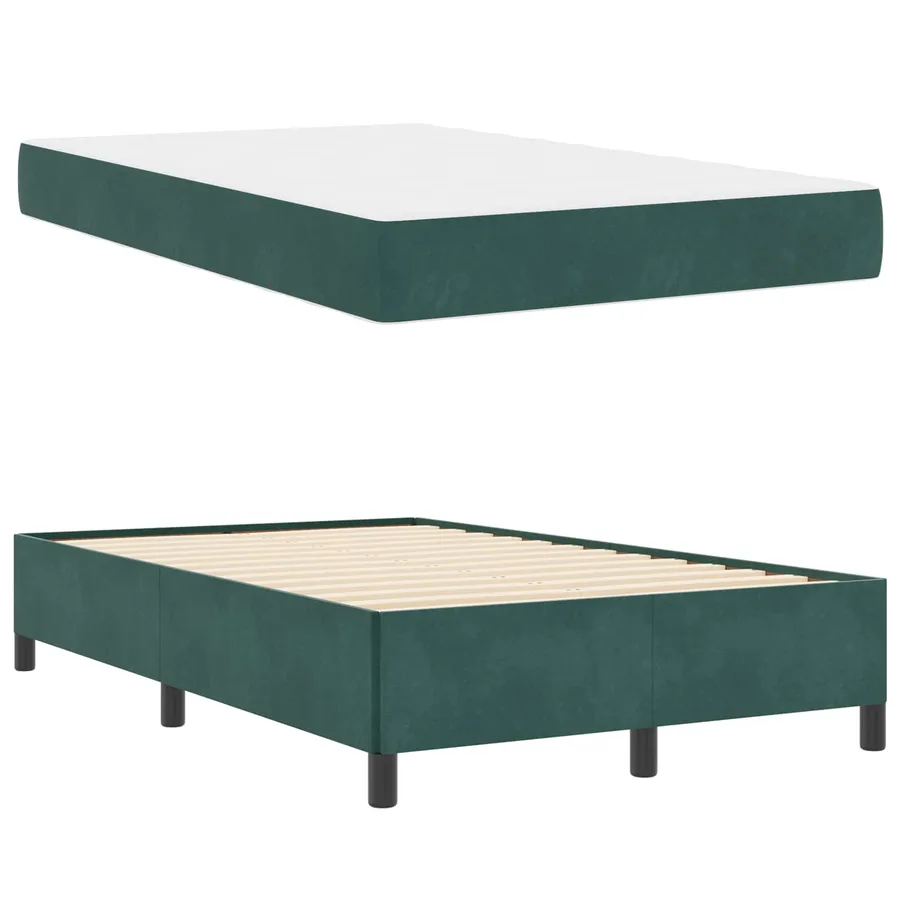 Cadre de lit avec matelas Vert foncé 120 x 200 cm tissu - 5