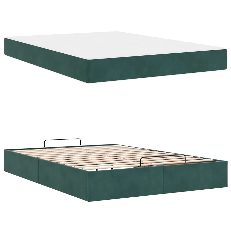 Cadre de lit avec matelas 2 pcs Vert Velours - 2