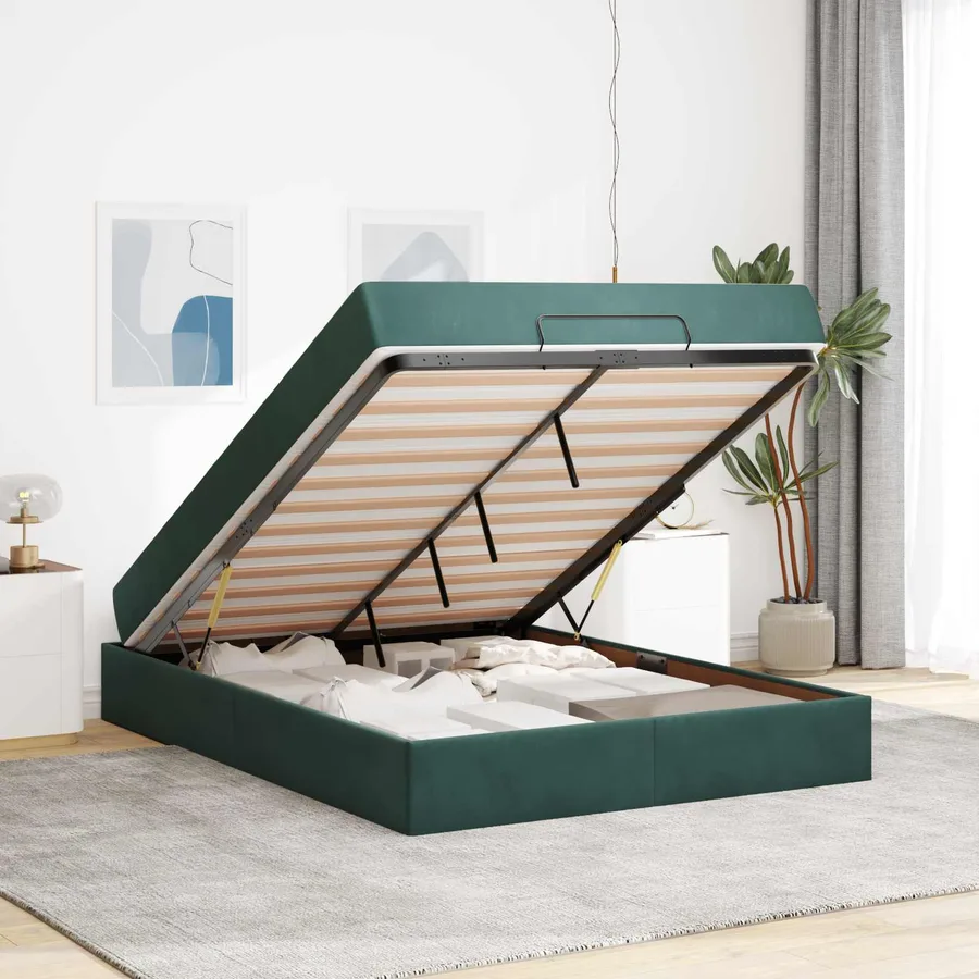 Cadre de lit avec matelas 2 pcs Vert Velours - 4