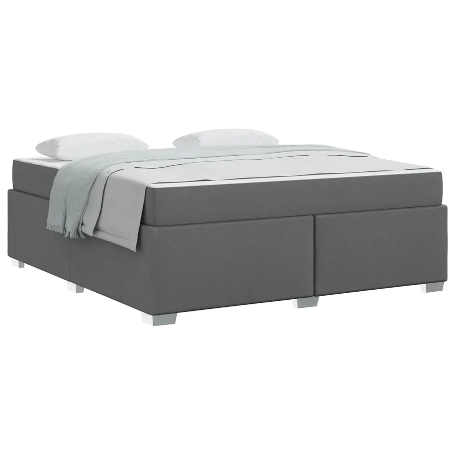Cadre de lit avec matelas Gris foncé 180 x 200 cm tissu - 3
