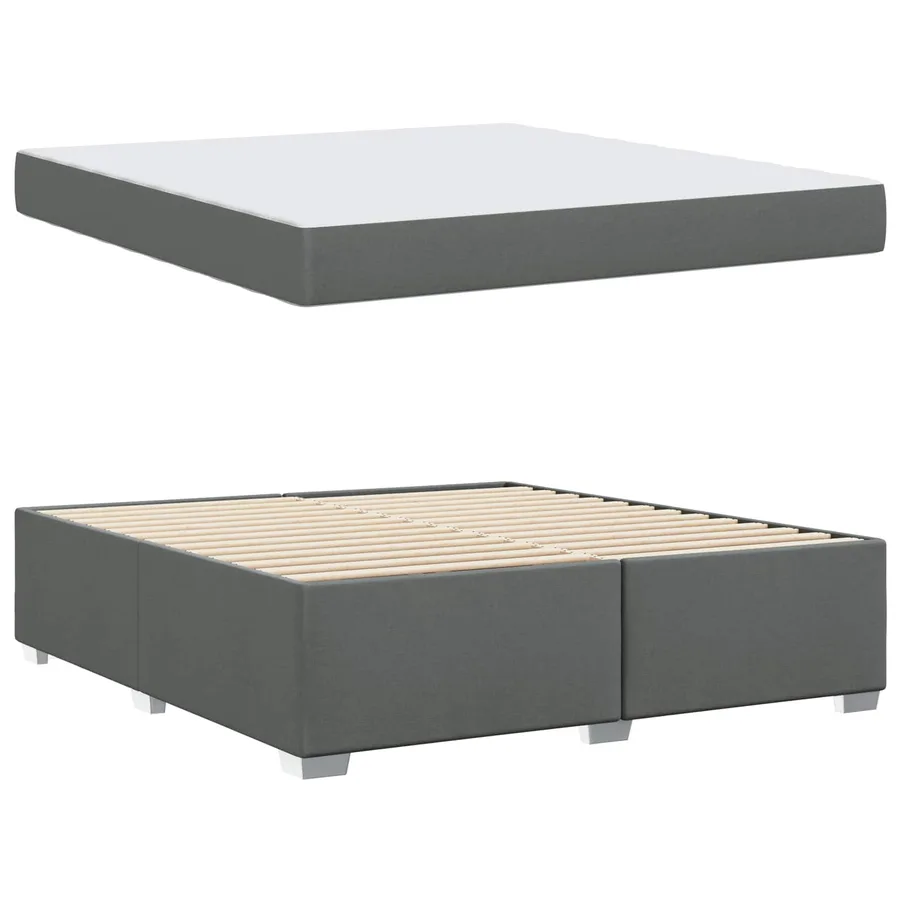 Cadre de lit avec matelas Gris foncé 180 x 200 cm tissu - 5