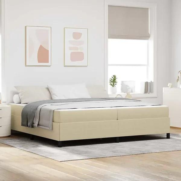 Cadre de lit avec matelas Gris Vert Clair 200 x 200 cm tissu