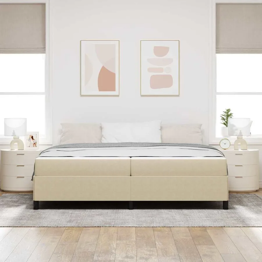 Cadre de lit avec matelas Gris Vert Clair 200 x 200 cm tissu - 3