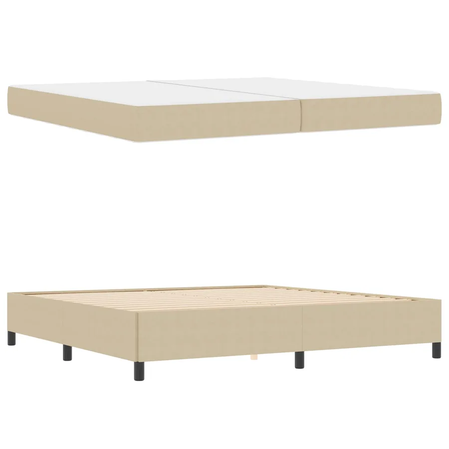 Cadre de lit avec matelas Gris Vert Clair 200 x 200 cm tissu - 4