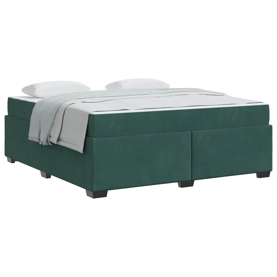 Cadre de lit avec matelas Vert foncé 180 x 200 cm tissu - 2