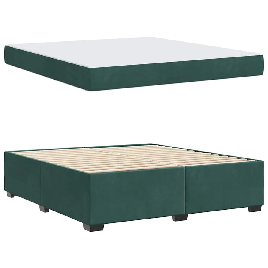 Cadre de lit avec matelas Vert foncé 180 x 200 cm tissu - 4