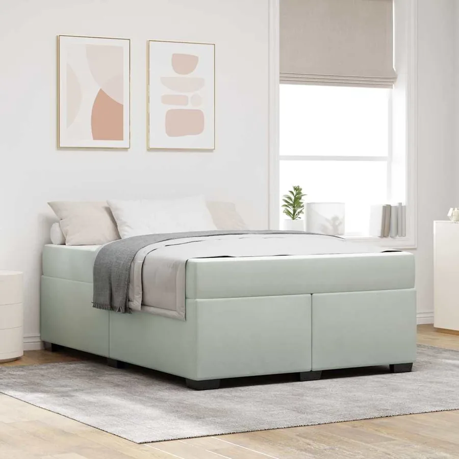 Cadre de lit avec matelas Gris clair 160 x 200 cm tissu