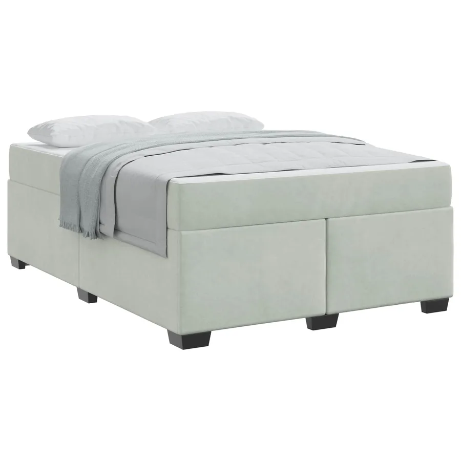 Cadre de lit avec matelas Gris clair 160 x 200 cm tissu - 2