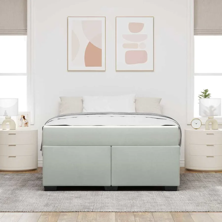 Cadre de lit avec matelas Gris clair 160 x 200 cm tissu - 3