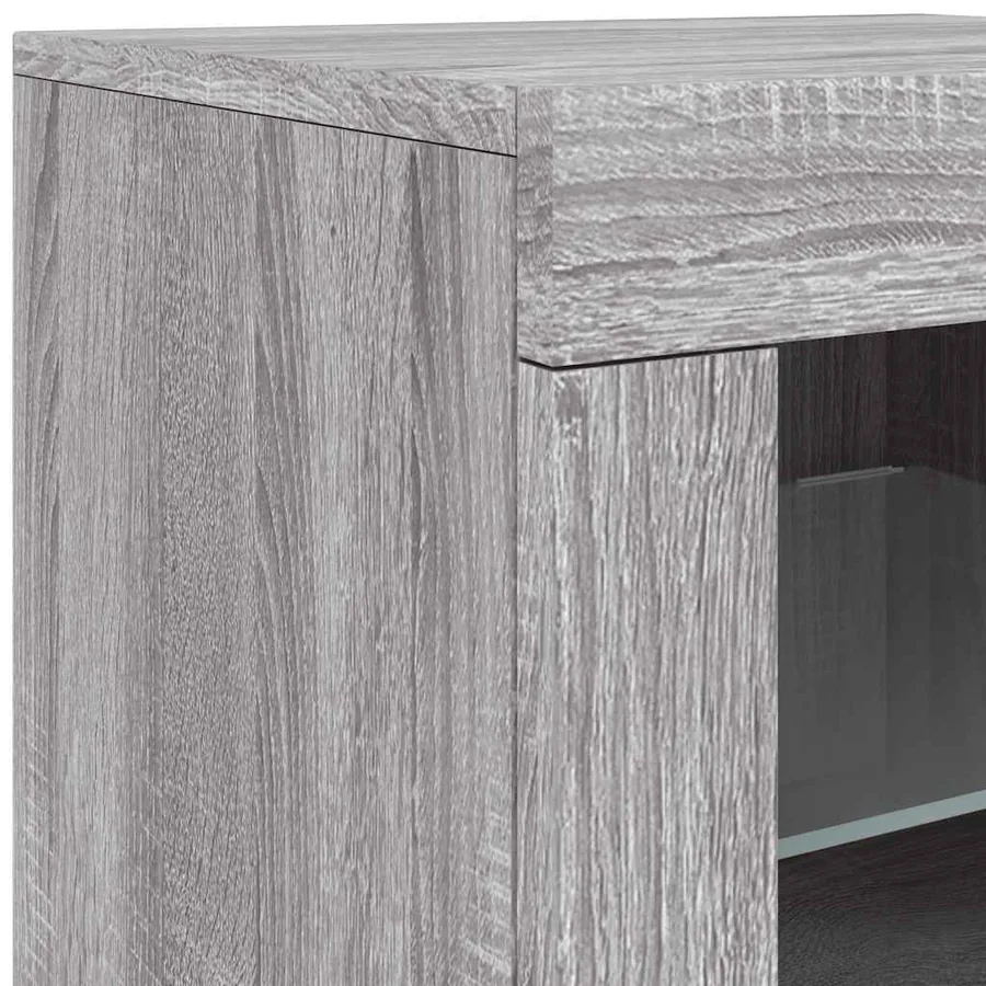 Armoire latérale et lumières LED sonoma gris bois d'ingénierie - 11