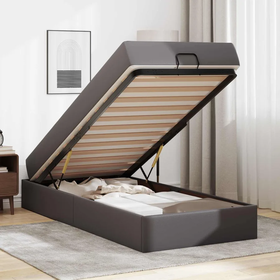 Cadre de lit avec matelas Autre 2 pcs Gris PVC - 4