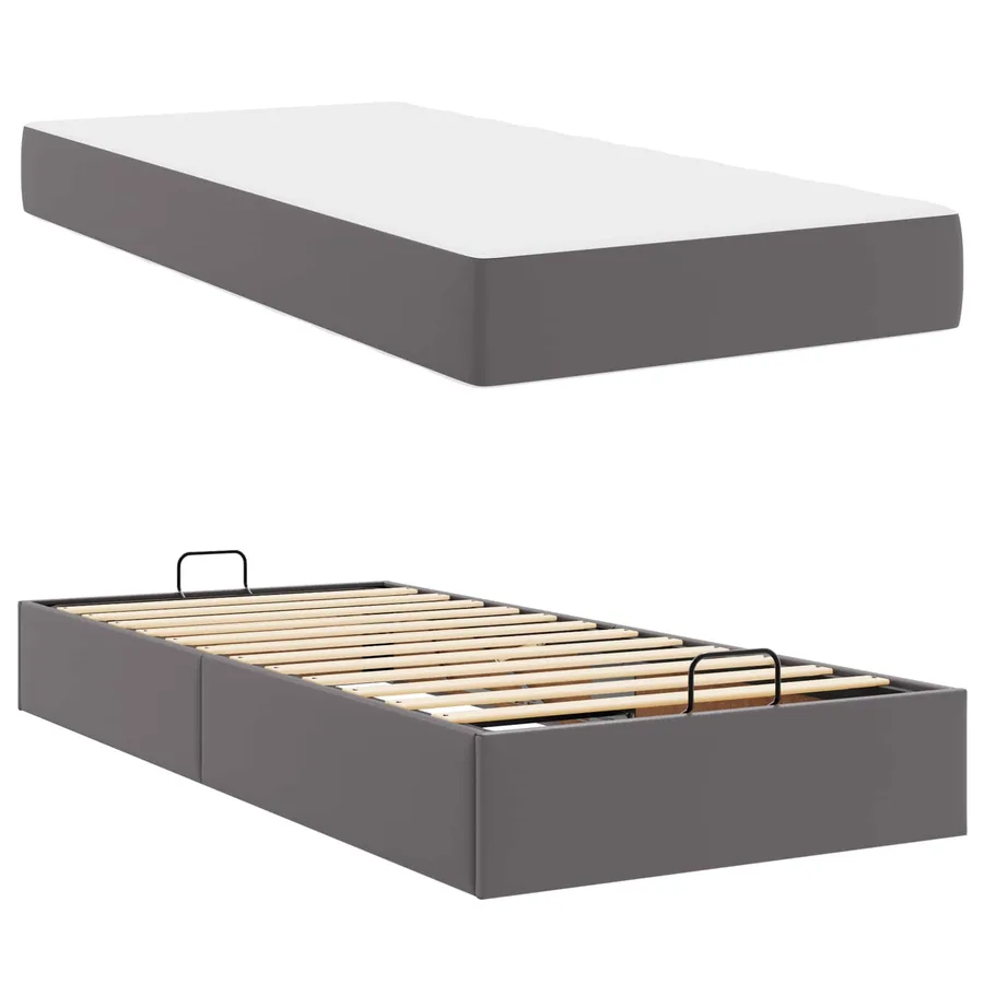 Cadre de lit avec matelas Autre 2 pcs Gris PVC - 5