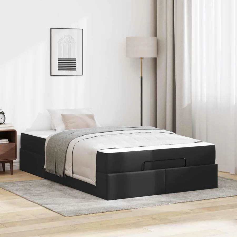 Cadre de lit avec matelas Autre 2 pcs Noir PVC