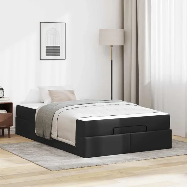 Cadre de lit avec matelas Autre 2 pcs Noir PVC