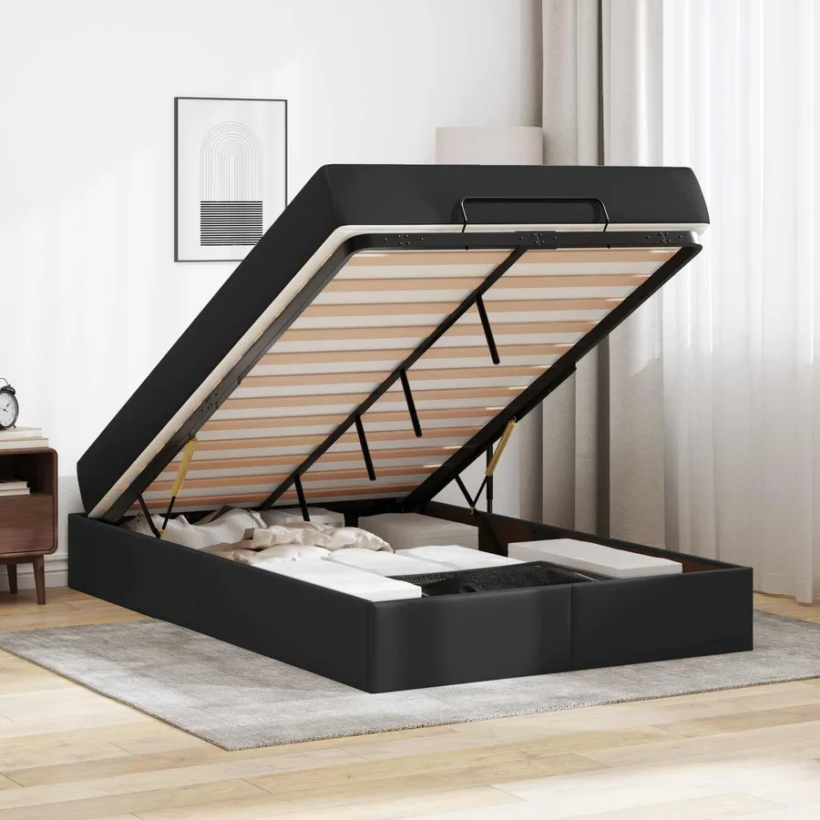 Cadre de lit avec matelas Autre 2 pcs Noir PVC - 4