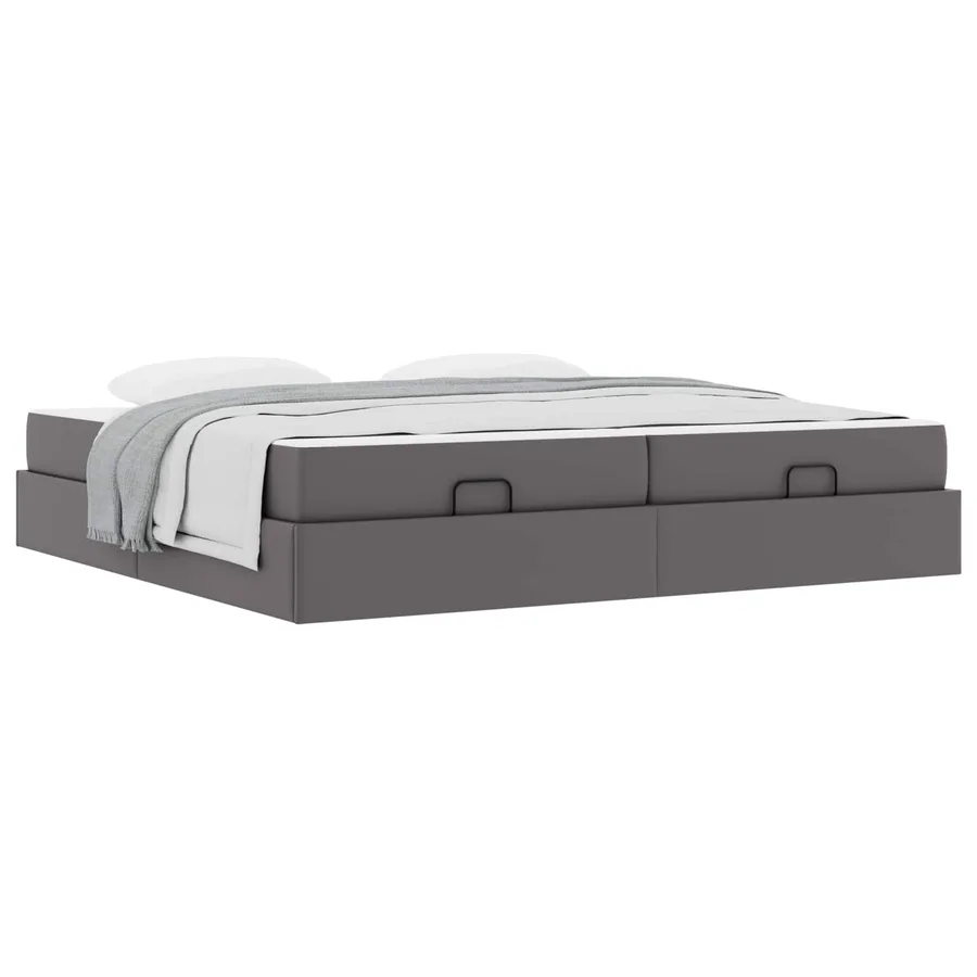 Cadre de lit avec matelas avec matelas 2 pcs Gris PVC - 3