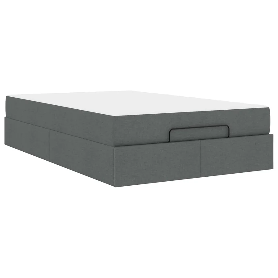 Cadre de lit avec matelas 2 pcs Gris Foncé tissu - 2