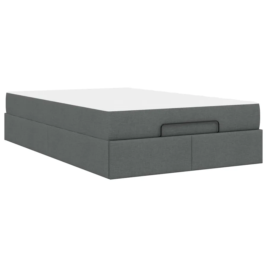 Cadre de lit avec matelas 2 pcs Gris Foncé tissu - 9