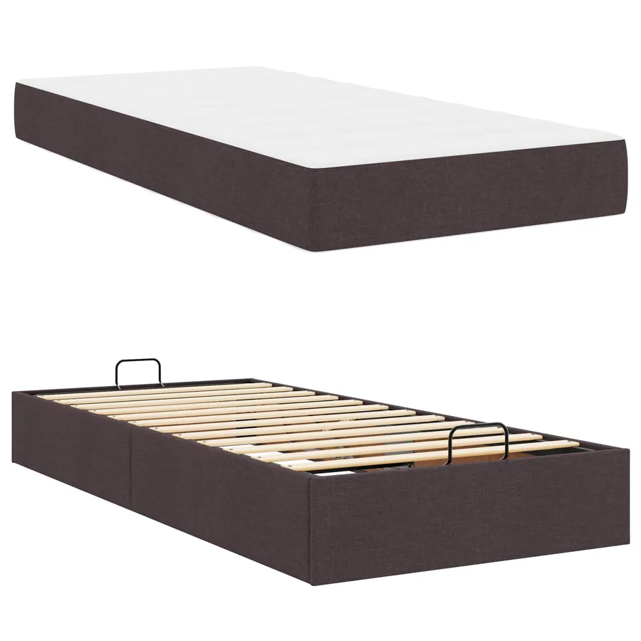 Cadre de lit avec matelas 2 pcs Tan tissu - 6