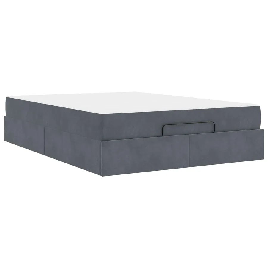Cadre de lit avec matelas 2 pcs Gris Foncé Velours - 5