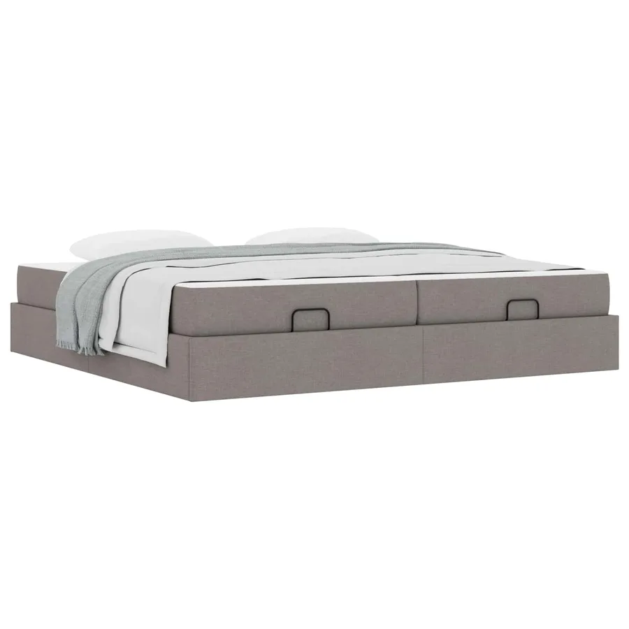 Cadre de lit avec matelas avec matelas 2 pcs Taupe tissu - 3