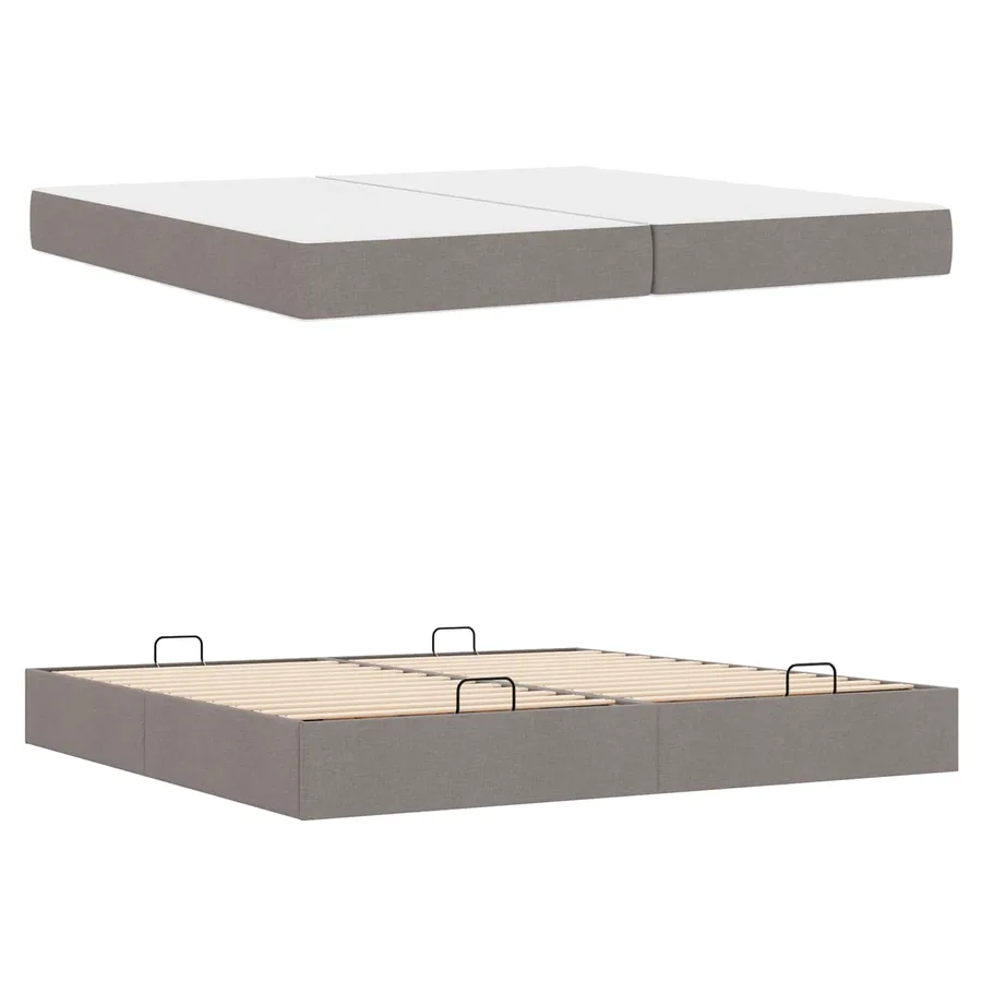 Cadre de lit avec matelas avec matelas 2 pcs Taupe tissu - 5