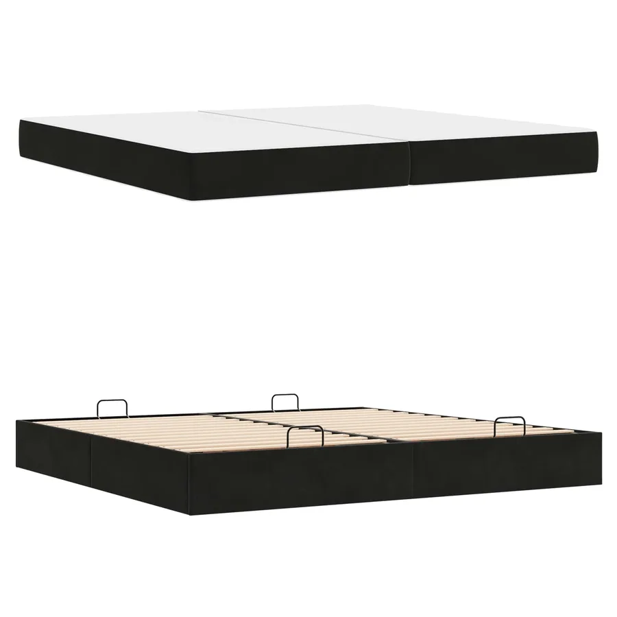 Cadre de lit avec matelas avec matelas 2 pcs Noir Velours - 4