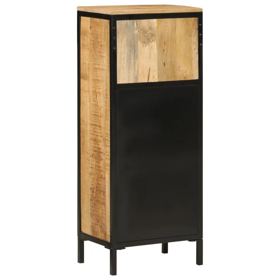 Armoire de salle de bain 40x27x90cm bois massif manguier et fer - 5