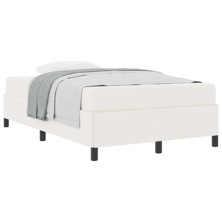 Cadre de lit avec matelas Crème 120 x 190 cm tissu - 2