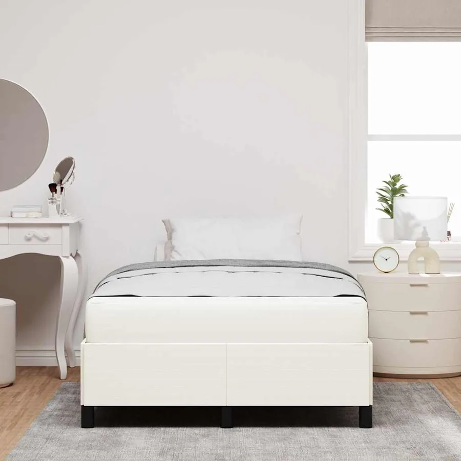 Cadre de lit avec matelas Crème 120 x 190 cm tissu - 3