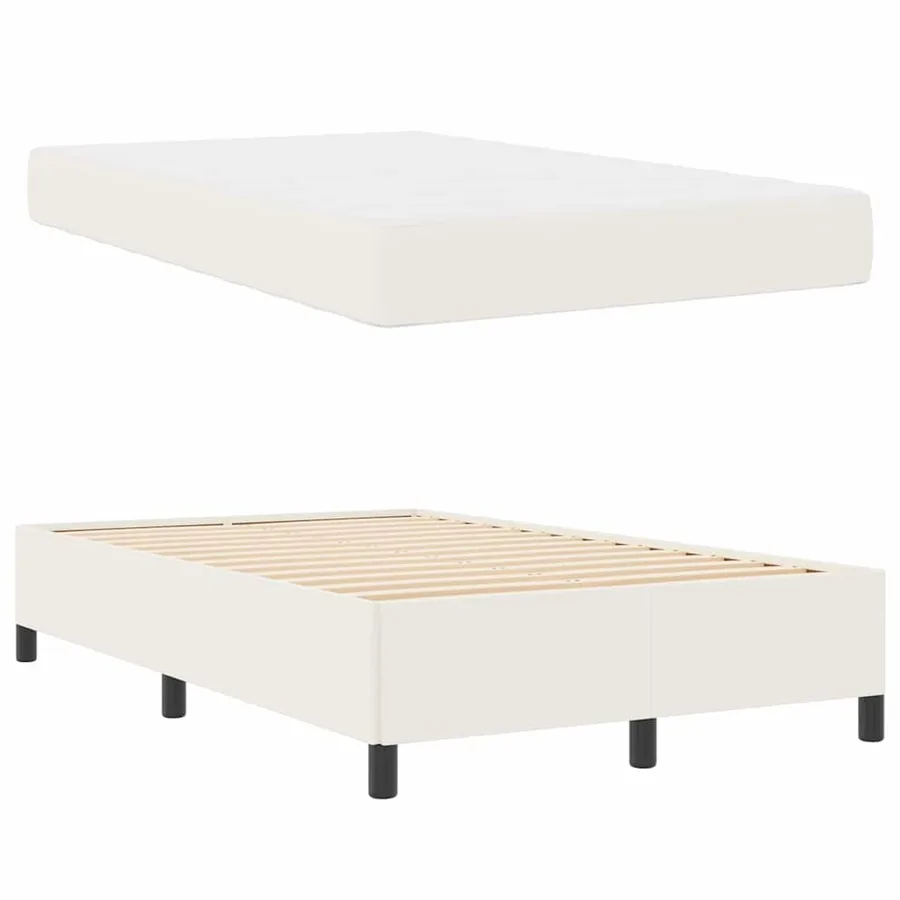 Cadre de lit avec matelas Crème 120 x 190 cm tissu - 4