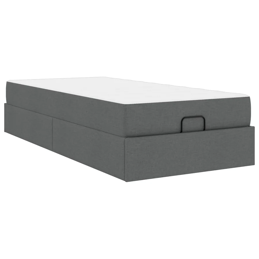 Cadre de lit avec matelas 2 pcs Gris Foncé tissu - 2