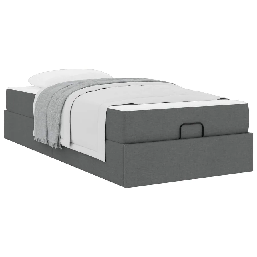 Cadre de lit avec matelas 2 pcs Gris Foncé tissu - 3